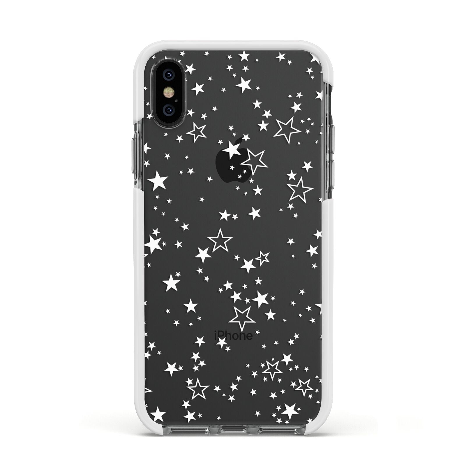 White Star Apple iPhone Xs Impact Case White Edge on Black Phone