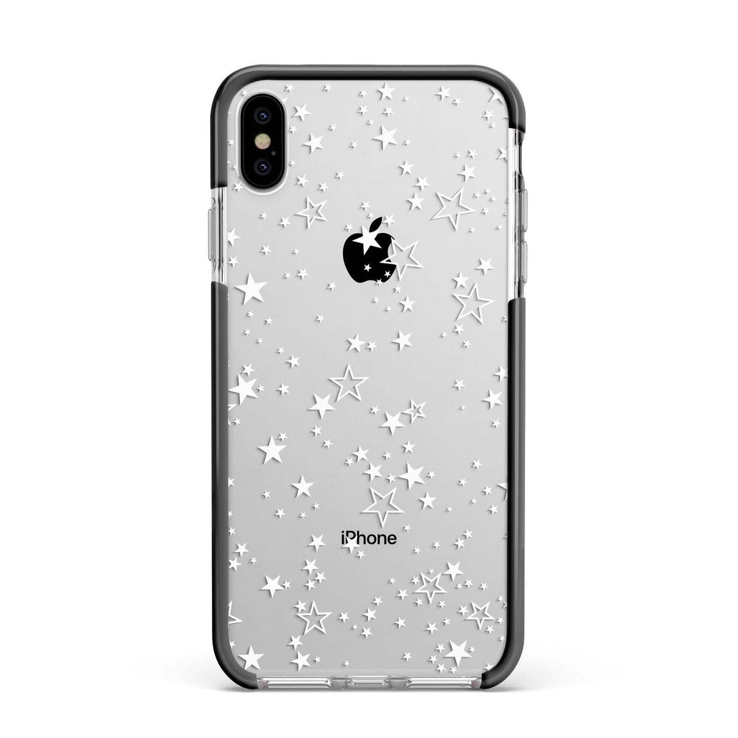 White Star Apple iPhone Xs Max Impact Case Black Edge on Silver Phone