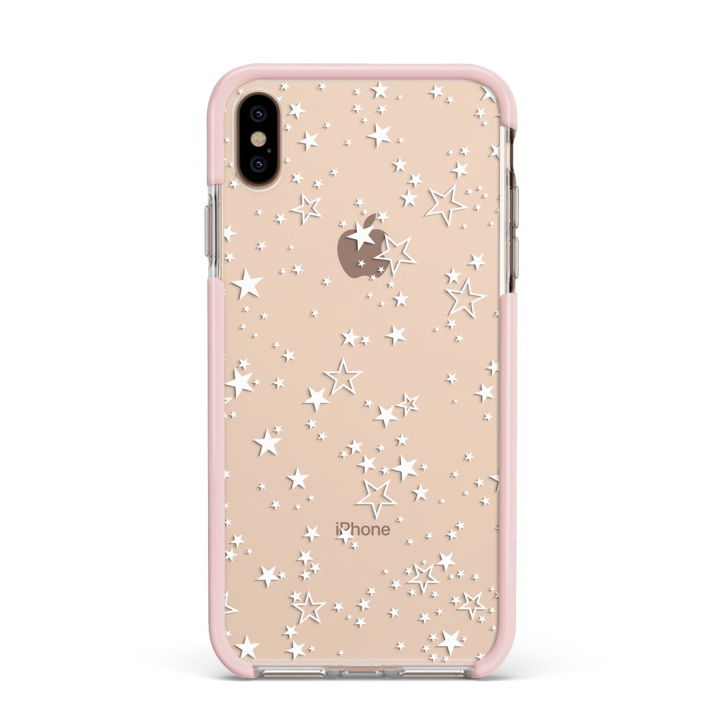 White Star Apple iPhone Xs Max Impact Case Pink Edge on Gold Phone