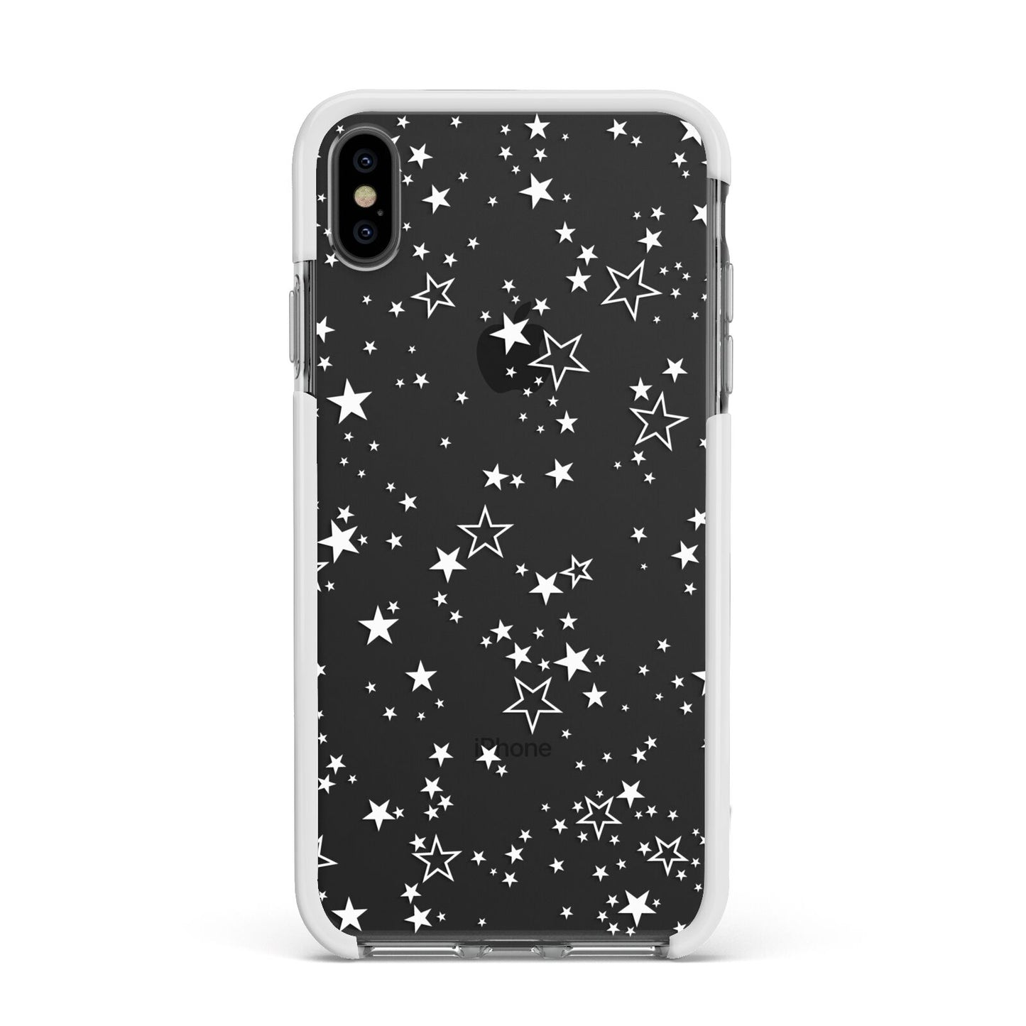 White Star Apple iPhone Xs Max Impact Case White Edge on Black Phone