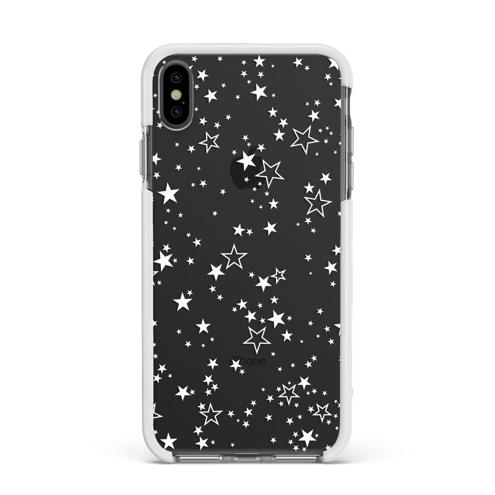 White Star Apple iPhone Xs Max Impact Case White Edge on Black Phone