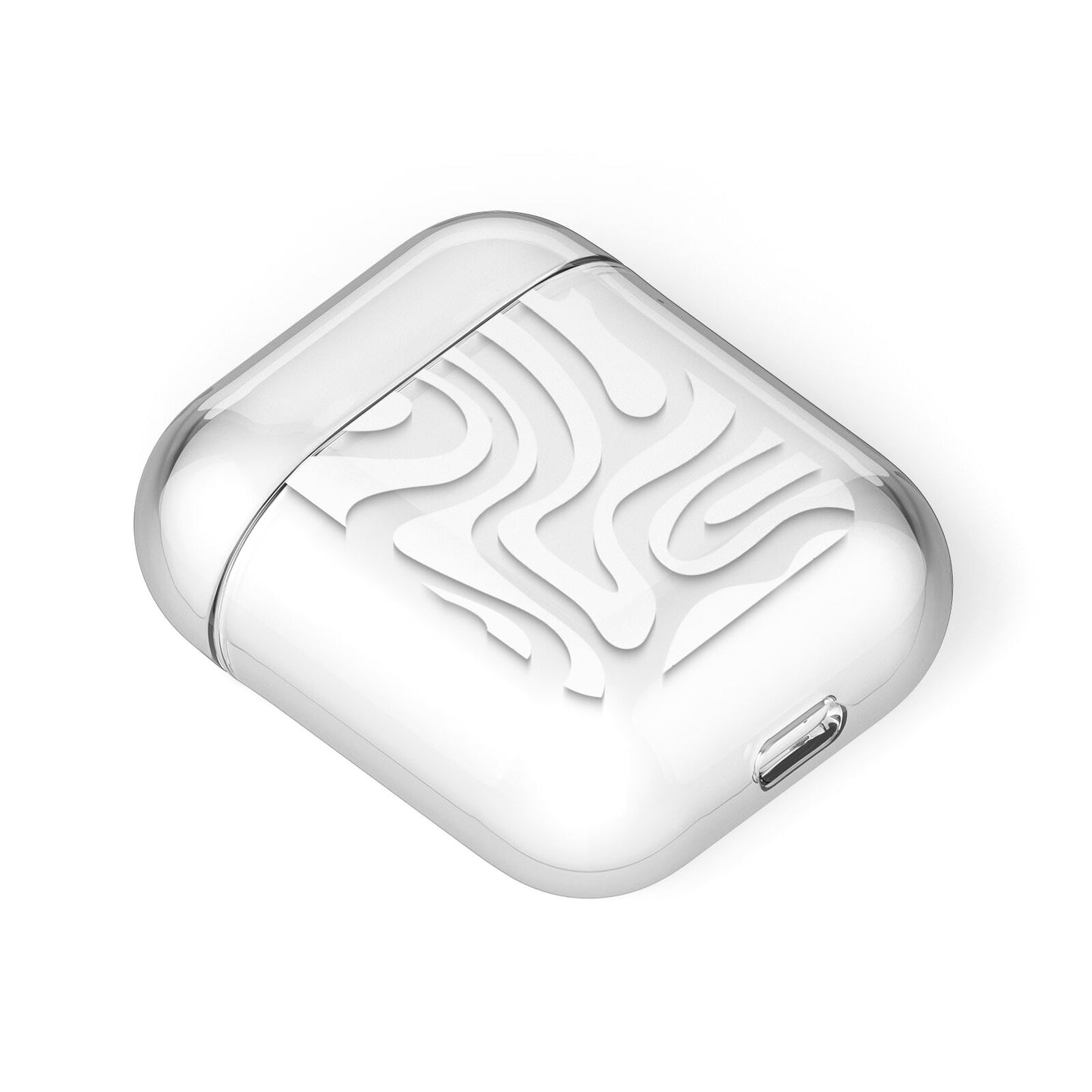 White Swirl AirPods Case Laid Flat