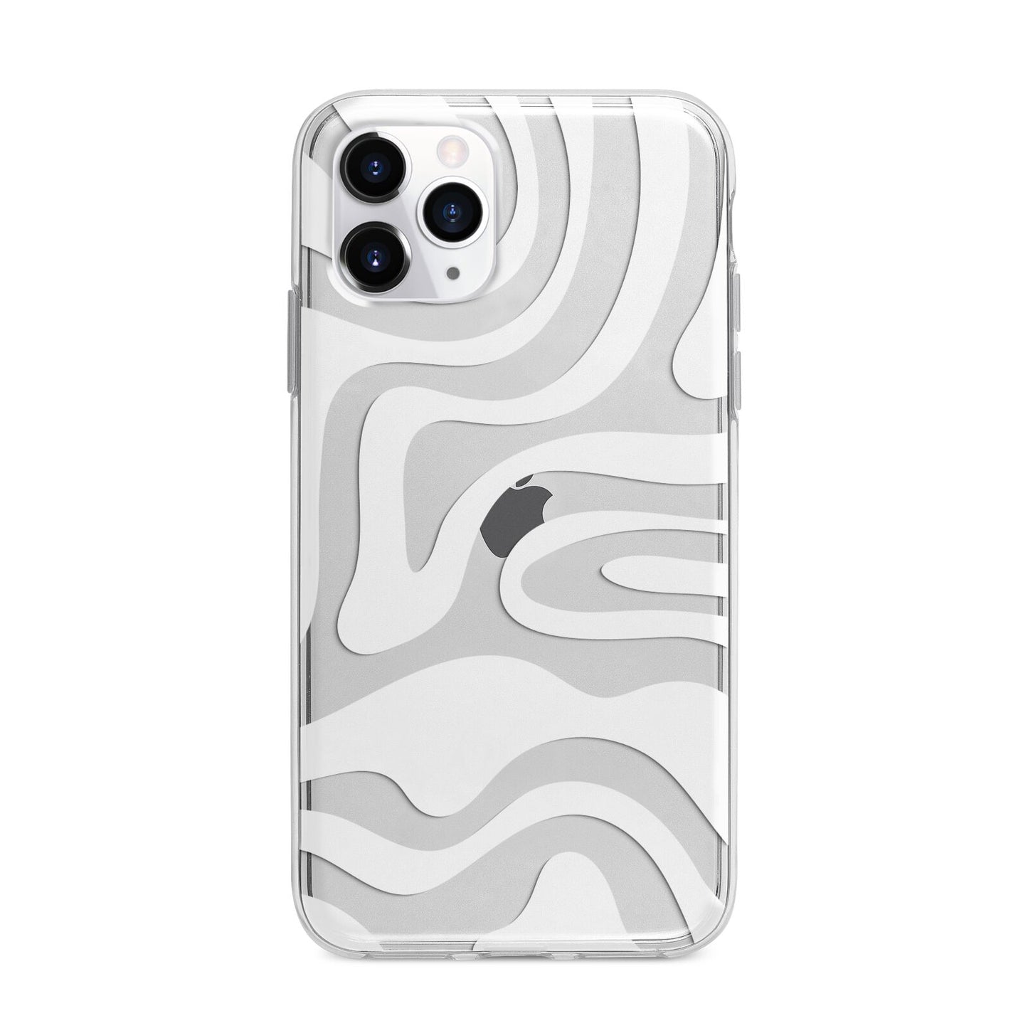 White Swirl Apple iPhone 11 Pro Max in Silver with Bumper Case