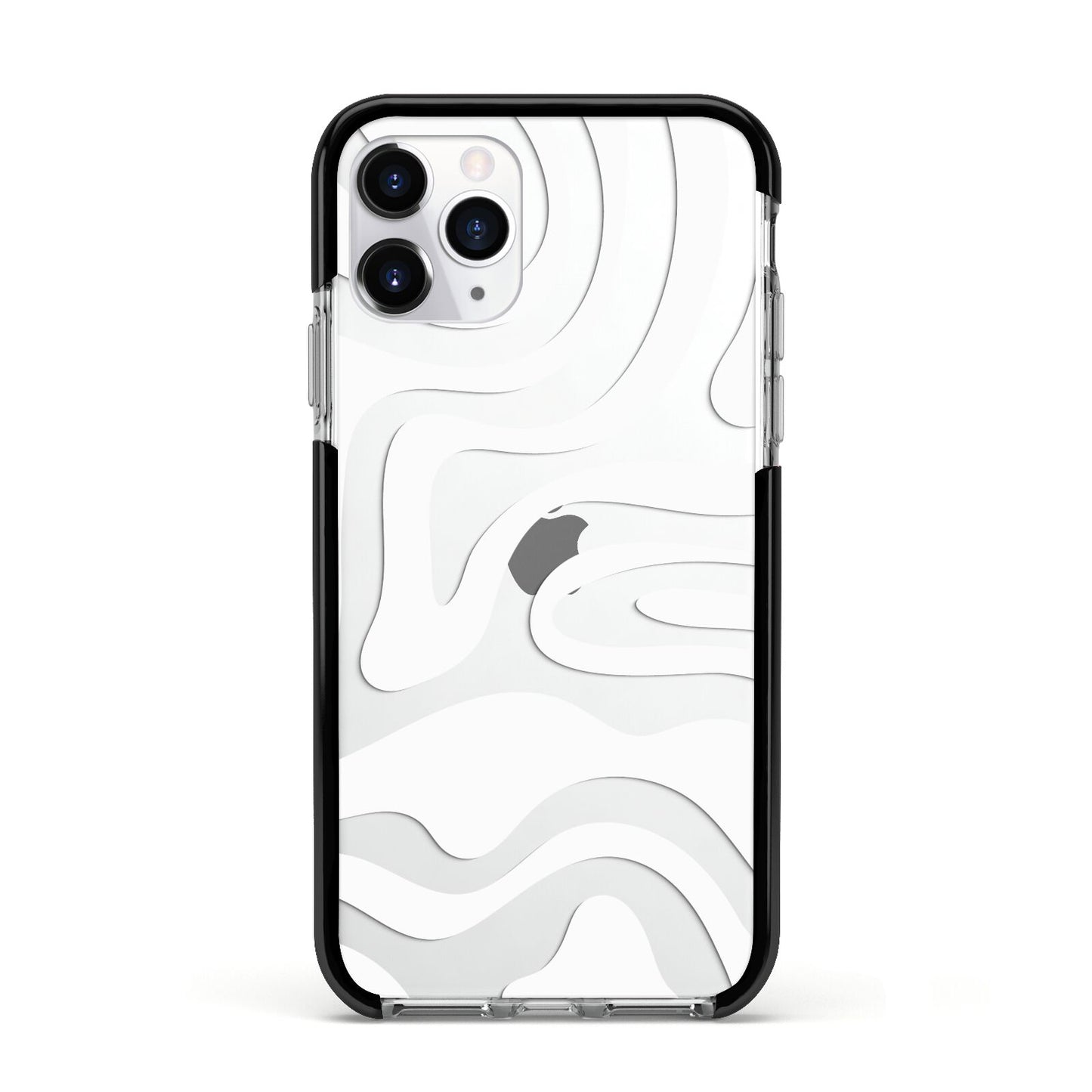 White Swirl Apple iPhone 11 Pro in Silver with Black Impact Case