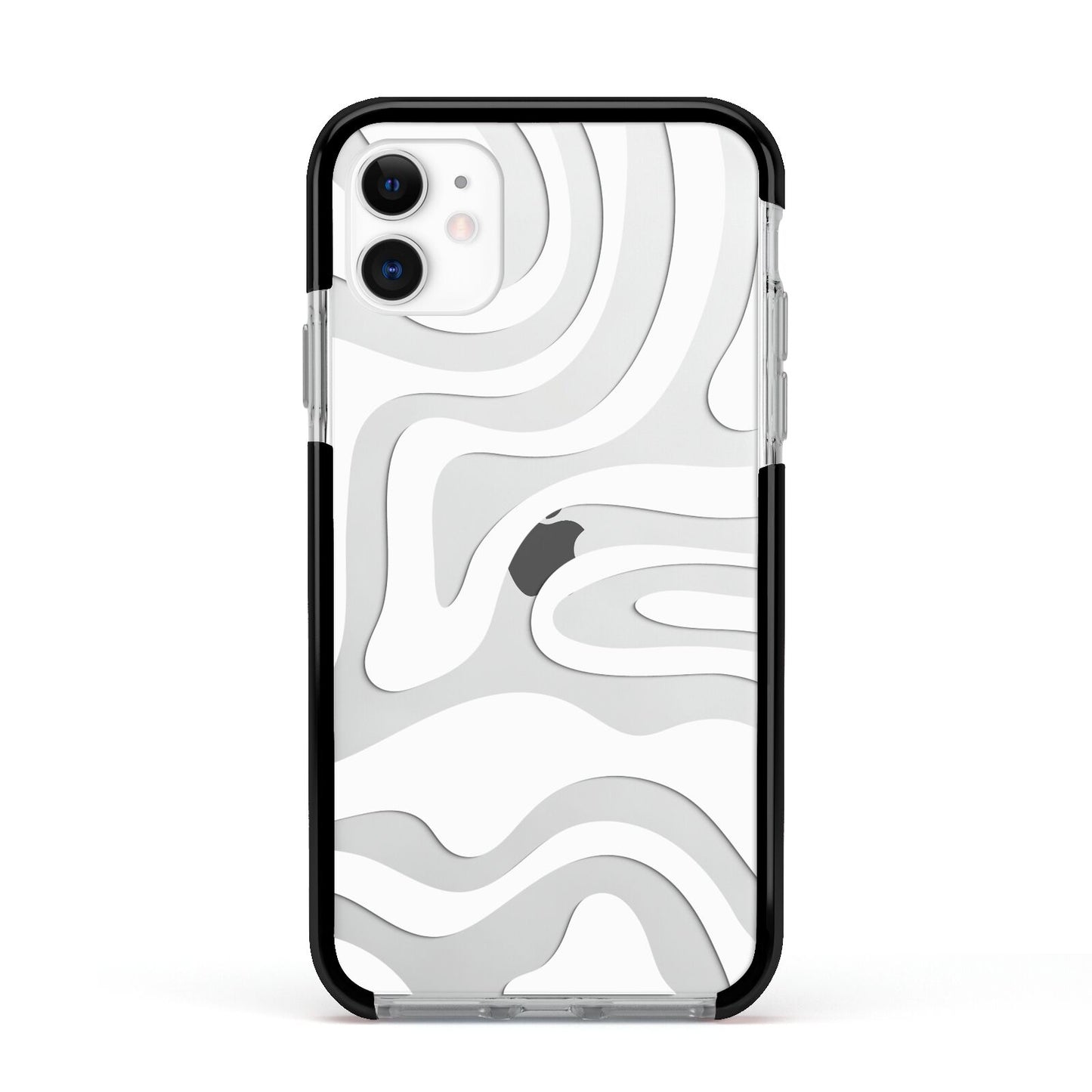 White Swirl Apple iPhone 11 in White with Black Impact Case