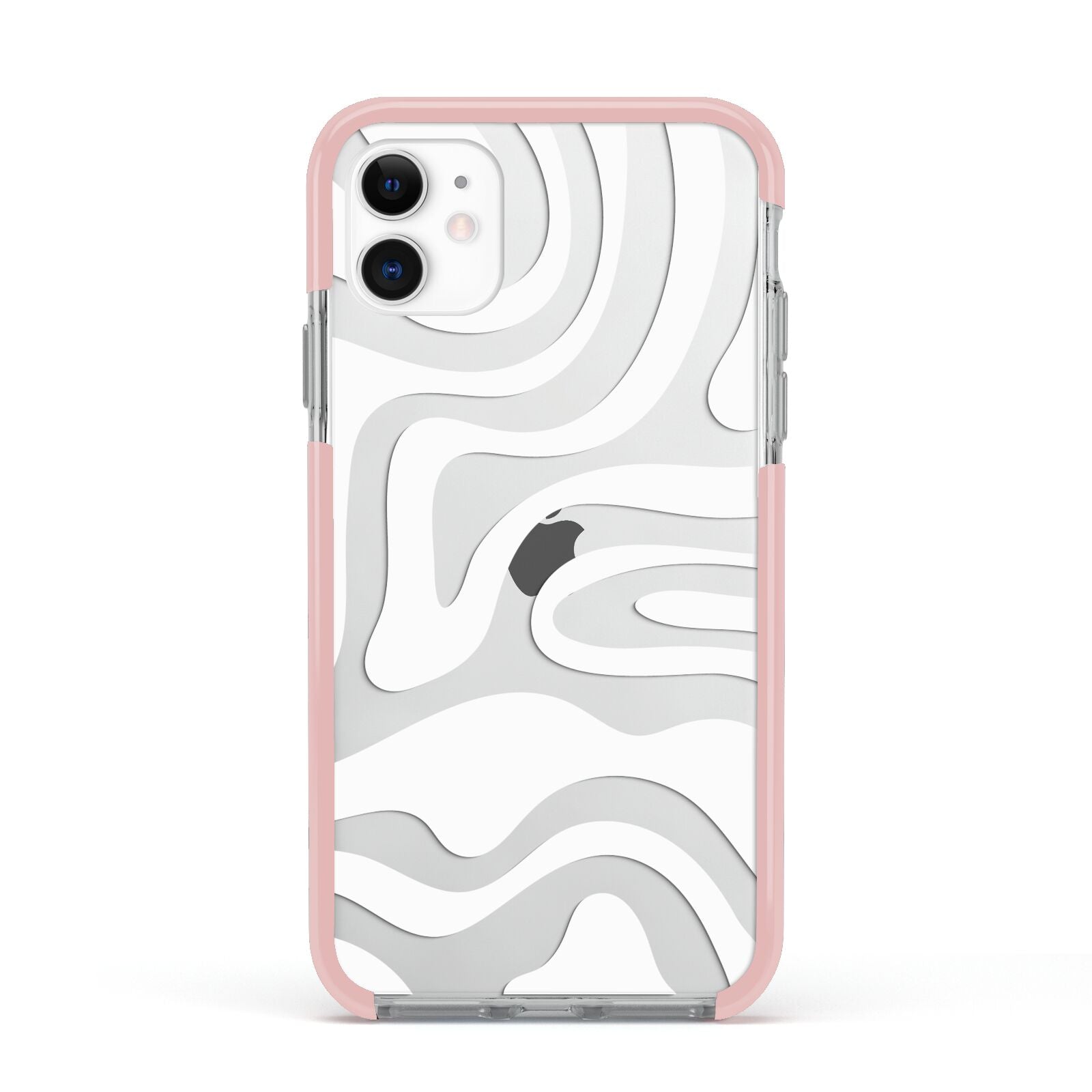 White Swirl Apple iPhone 11 in White with Pink Impact Case