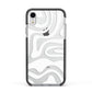 White Swirl Apple iPhone XR Impact Case Black Edge on Silver Phone