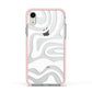 White Swirl Apple iPhone XR Impact Case Pink Edge on Silver Phone