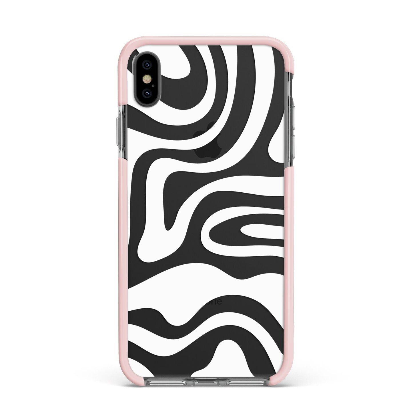 White Swirl Apple iPhone Xs Max Impact Case Pink Edge on Black Phone
