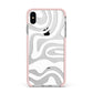 White Swirl Apple iPhone Xs Max Impact Case Pink Edge on Silver Phone
