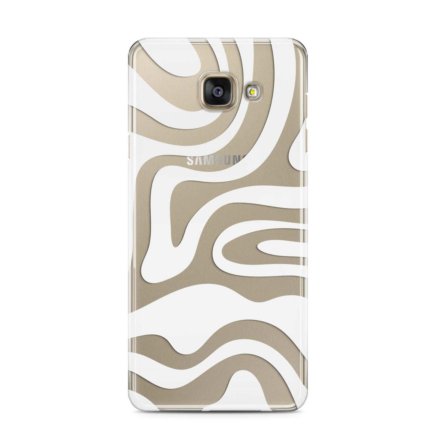 White Swirl Samsung Galaxy A3 2016 Case on gold phone