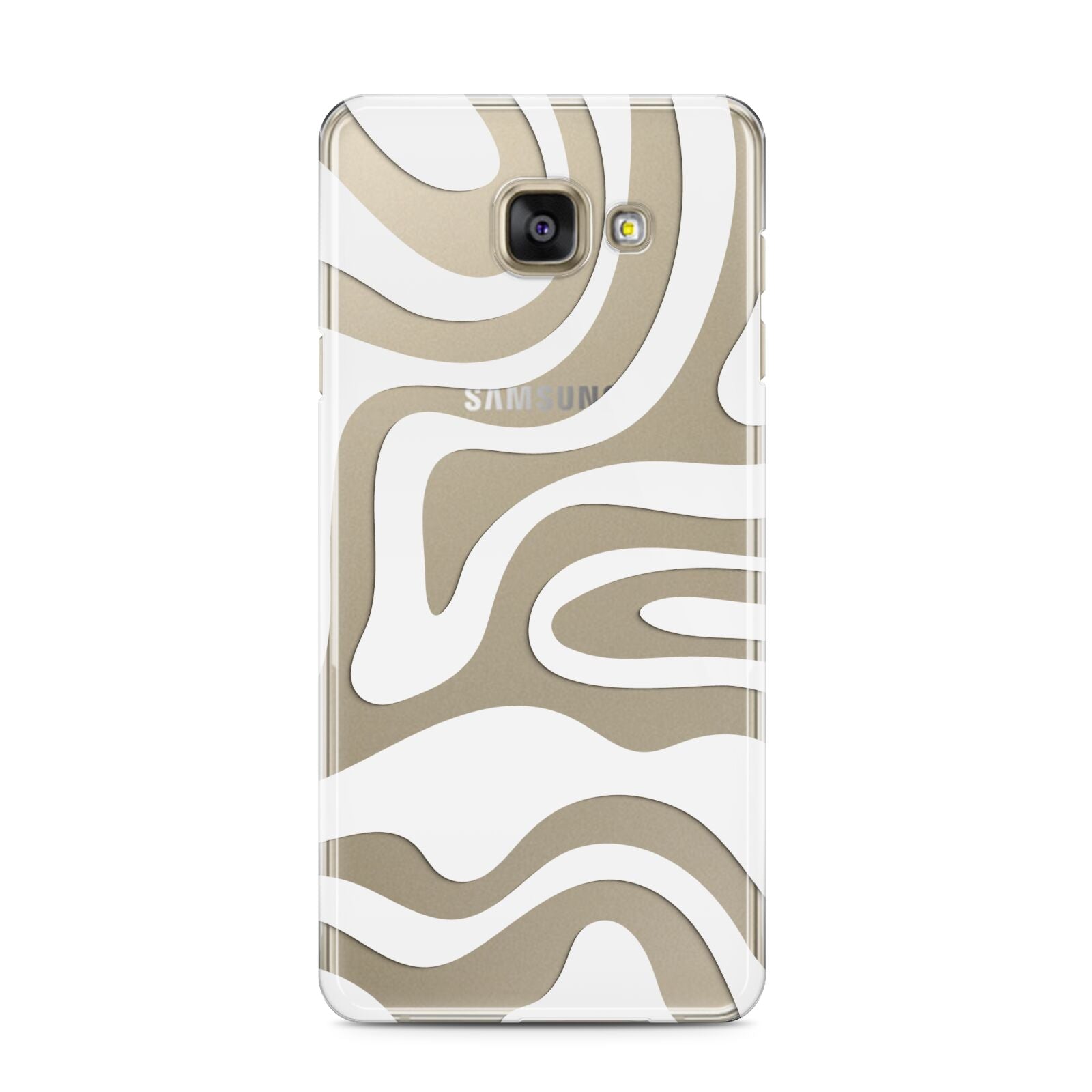 White Swirl Samsung Galaxy A3 2016 Case on gold phone