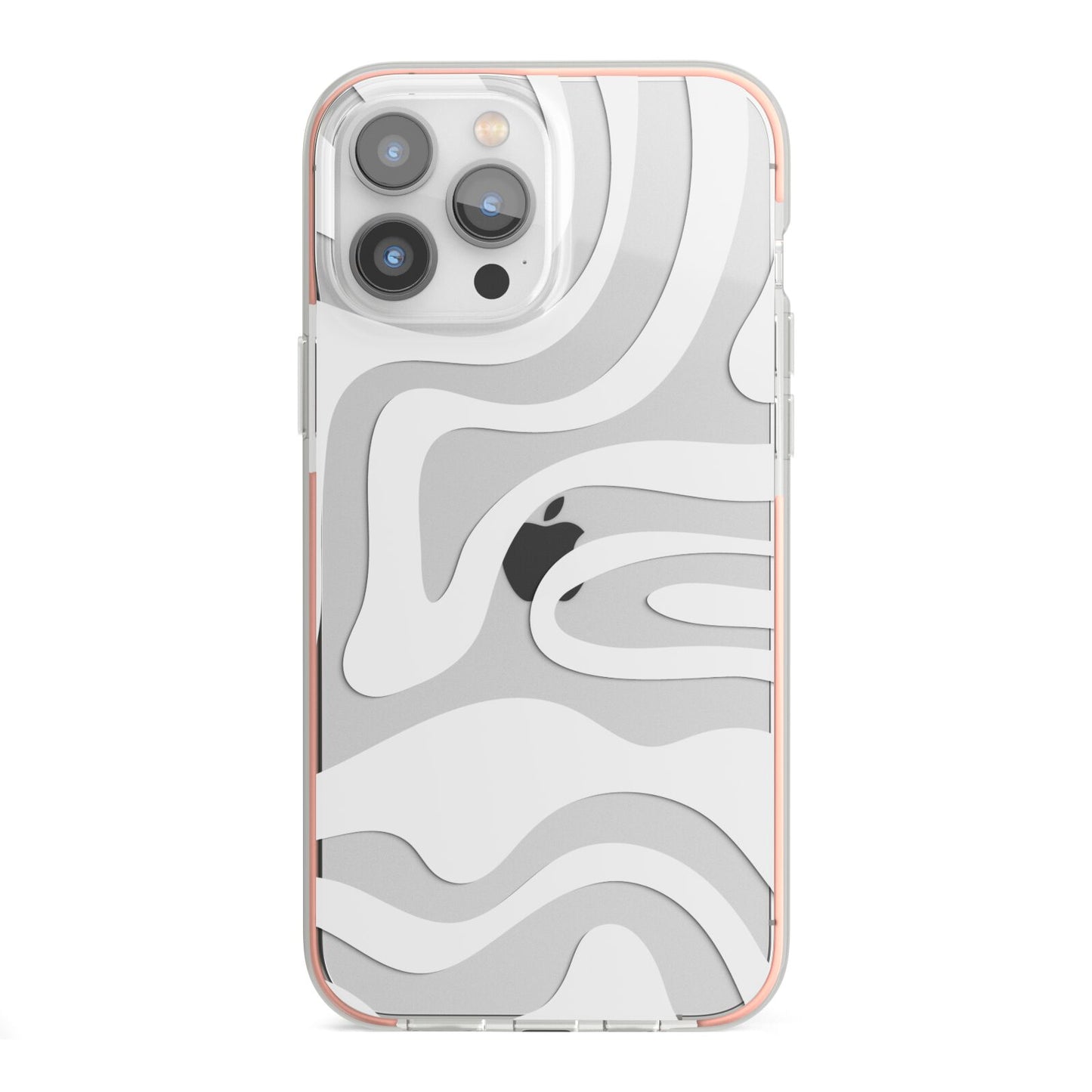 White Swirl iPhone 13 Pro Max TPU Impact Case with Pink Edges