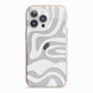 White Swirl iPhone 13 Pro TPU Impact Case with Pink Edges