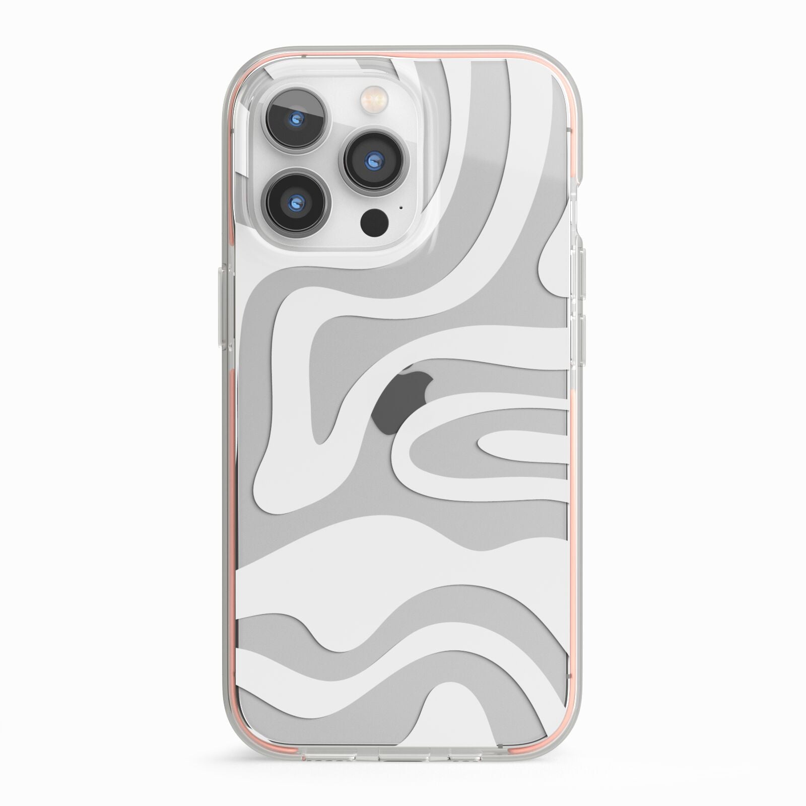 White Swirl iPhone 13 Pro TPU Impact Case with Pink Edges