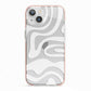 White Swirl iPhone 13 TPU Impact Case with Pink Edges