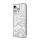 White Swirl iPhone 14 Pro Max Clear Tough Case Silver Angled Image