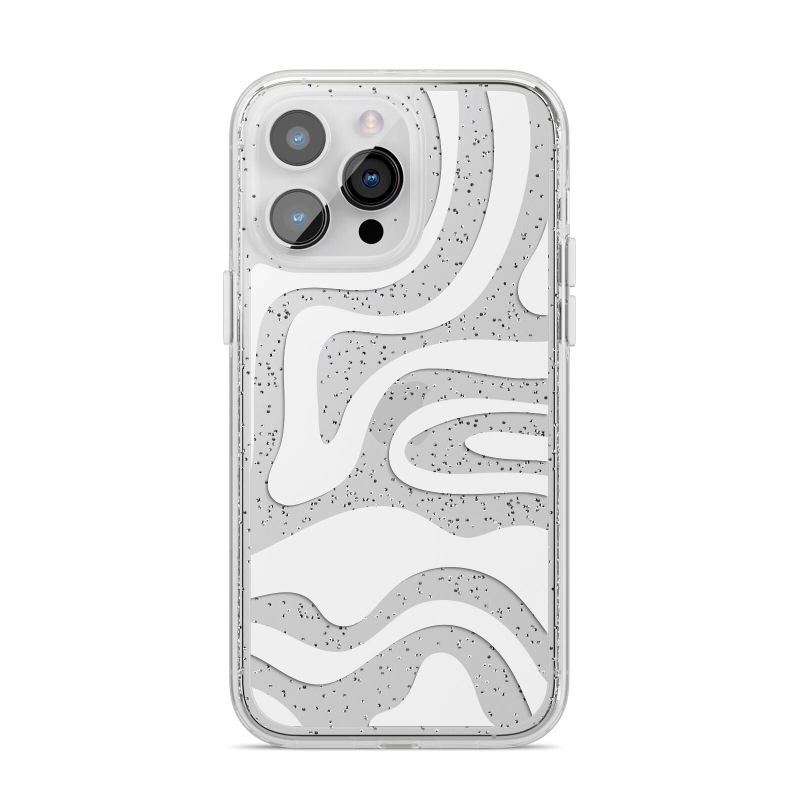 White Swirl iPhone 14 Pro Max Glitter Tough Case Silver