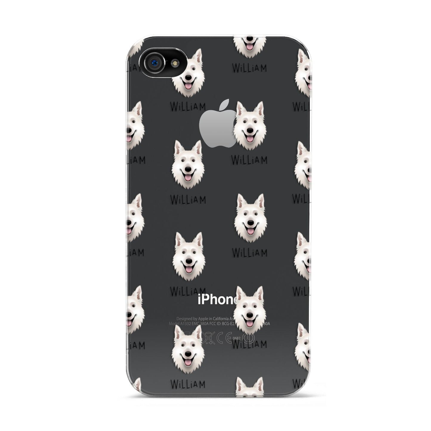White Swiss Shepherd Dog Icon with Name Apple iPhone 4s Case