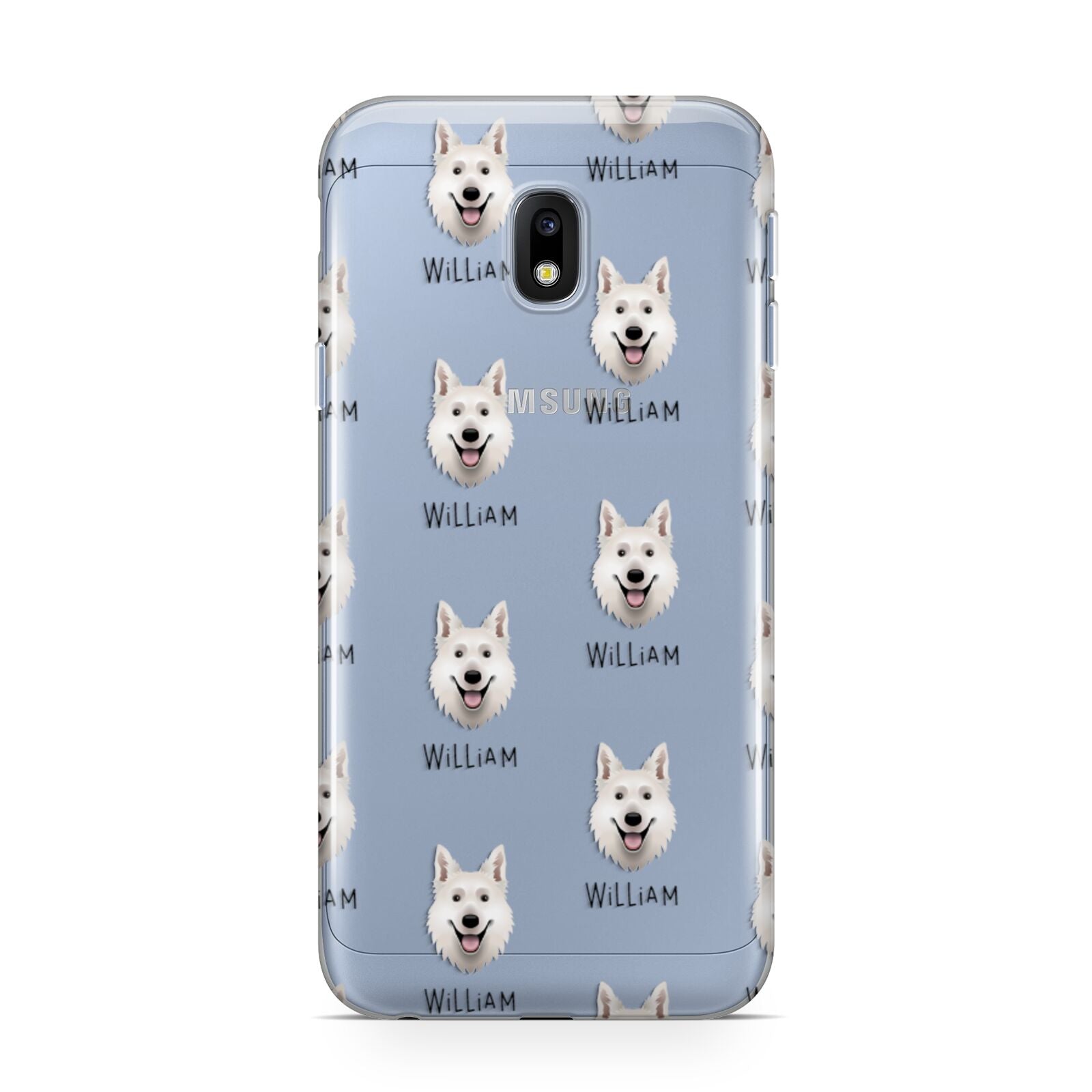 White Swiss Shepherd Dog Icon with Name Samsung Galaxy J3 2017 Case