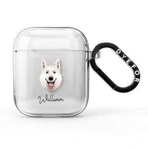 White Swiss Shepherd Dog Personalised AirPods Case