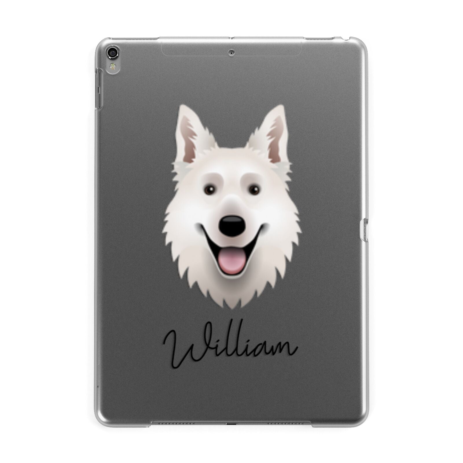 White Swiss Shepherd Dog Personalised Apple iPad Grey Case