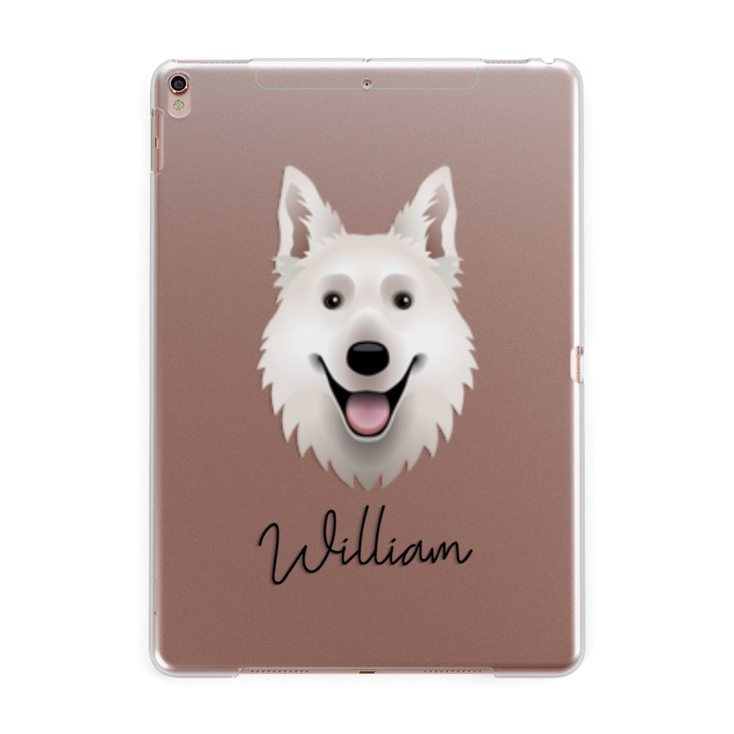 White Swiss Shepherd Dog Personalised Apple iPad Rose Gold Case