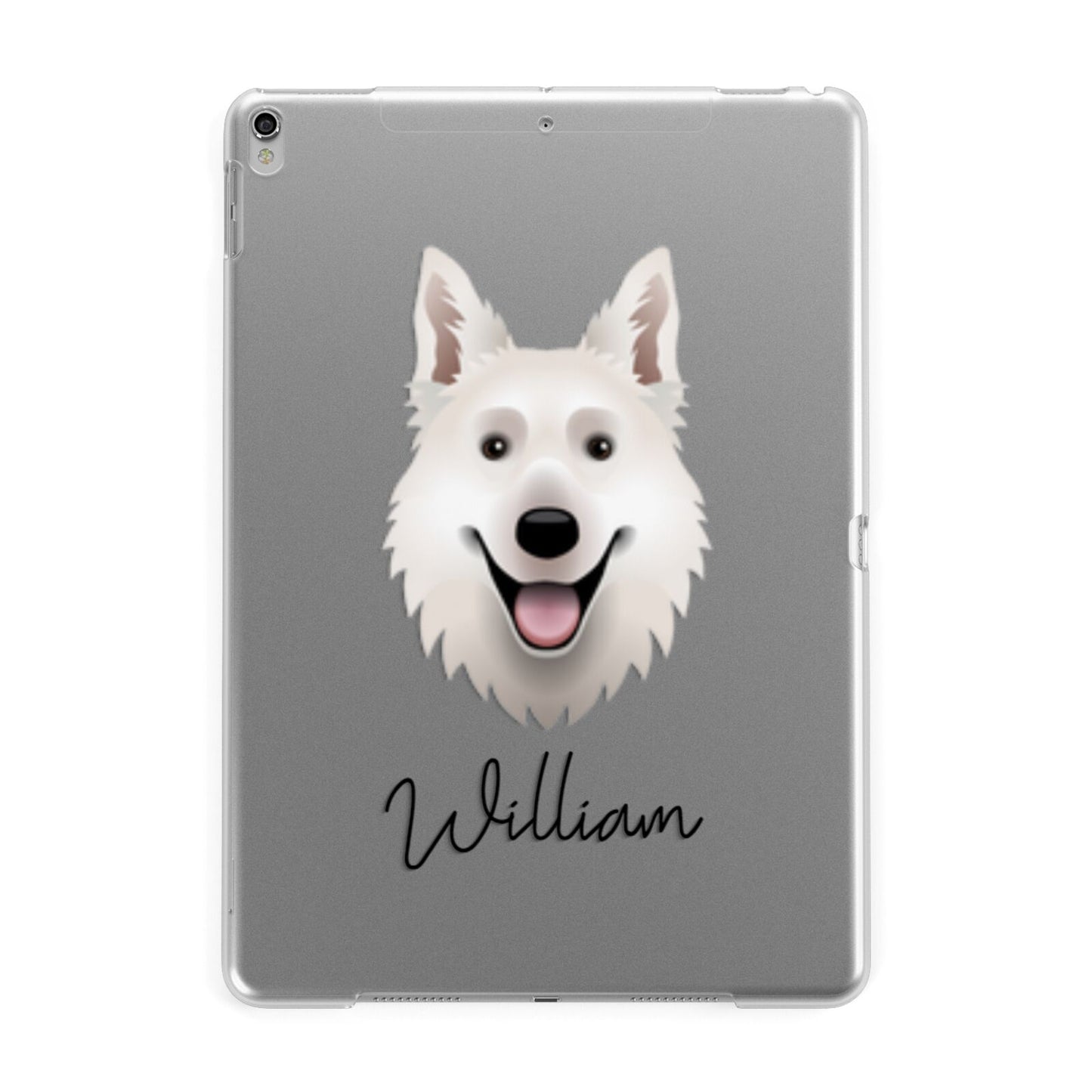 White Swiss Shepherd Dog Personalised Apple iPad Silver Case