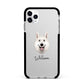White Swiss Shepherd Dog Personalised Apple iPhone 11 Pro Max in Silver with Black Impact Case
