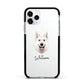 White Swiss Shepherd Dog Personalised Apple iPhone 11 Pro in Silver with Black Impact Case