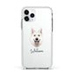 White Swiss Shepherd Dog Personalised Apple iPhone 11 Pro in Silver with White Impact Case