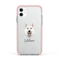 White Swiss Shepherd Dog Personalised Apple iPhone 11 in White with Pink Impact Case