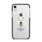 White Swiss Shepherd Dog Personalised Apple iPhone XR Impact Case Black Edge on Silver Phone