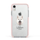 White Swiss Shepherd Dog Personalised Apple iPhone XR Impact Case Pink Edge on Silver Phone
