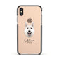 White Swiss Shepherd Dog Personalised Apple iPhone Xs Impact Case Black Edge on Gold Phone