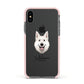 White Swiss Shepherd Dog Personalised Apple iPhone Xs Impact Case Pink Edge on Black Phone