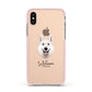 White Swiss Shepherd Dog Personalised Apple iPhone Xs Impact Case Pink Edge on Gold Phone