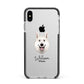 White Swiss Shepherd Dog Personalised Apple iPhone Xs Max Impact Case Black Edge on Silver Phone