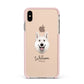 White Swiss Shepherd Dog Personalised Apple iPhone Xs Max Impact Case Pink Edge on Gold Phone