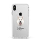 White Swiss Shepherd Dog Personalised Apple iPhone Xs Max Impact Case White Edge on Silver Phone
