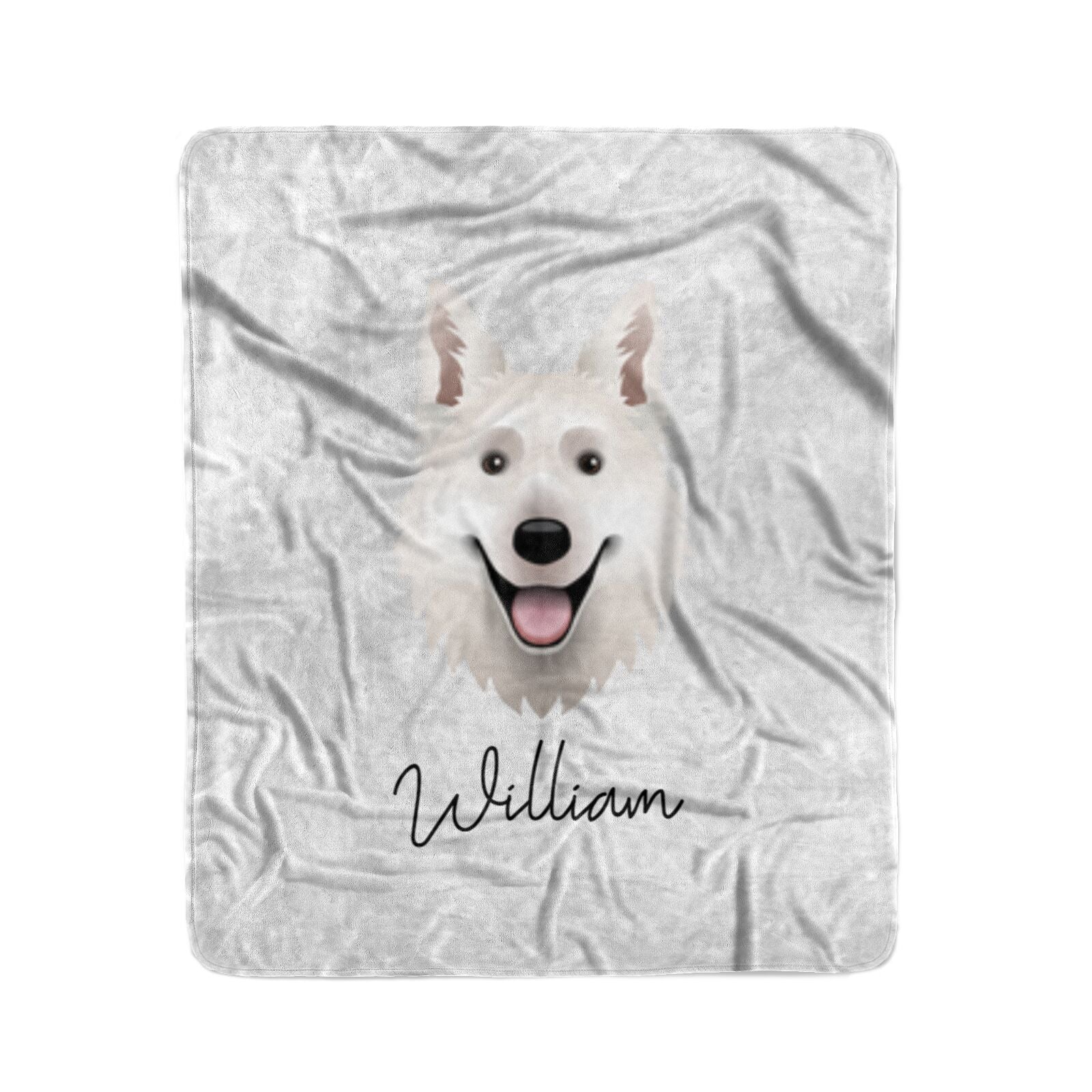 White Swiss Shepherd Dog Personalised Medium Fleece Blanket
