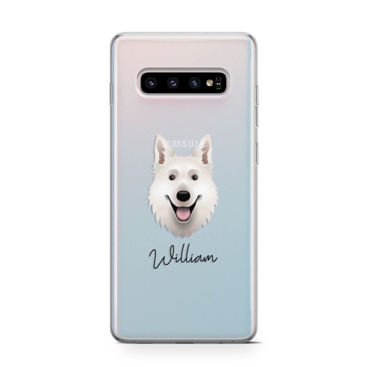 White Swiss Shepherd Dog Personalised Samsung Galaxy S10 Case