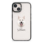 White Swiss Shepherd Dog Personalised iPhone 13 Black Impact Case on Silver phone