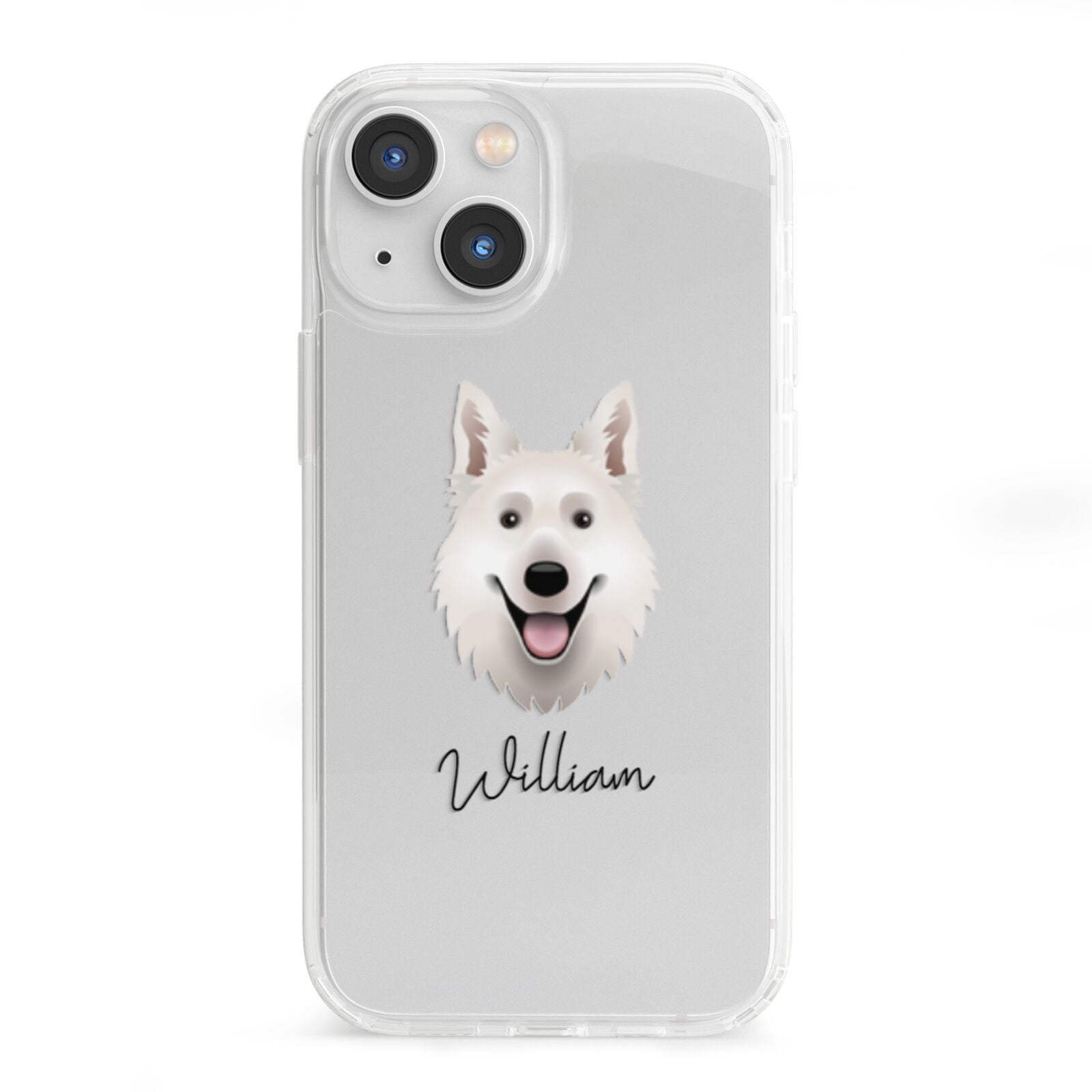White Swiss Shepherd Dog Personalised iPhone 13 Mini Clear Bumper Case