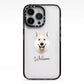 White Swiss Shepherd Dog Personalised iPhone 13 Pro Black Impact Case on Silver phone