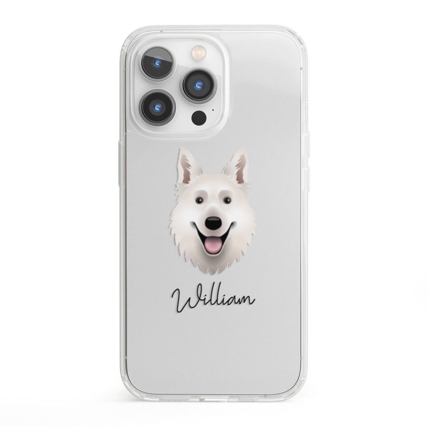 White Swiss Shepherd Dog Personalised iPhone 13 Pro Clear Bumper Case