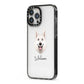 White Swiss Shepherd Dog Personalised iPhone 13 Pro Max Black Impact Case Side Angle on Silver phone