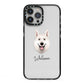 White Swiss Shepherd Dog Personalised iPhone 13 Pro Max Black Impact Case on Silver phone