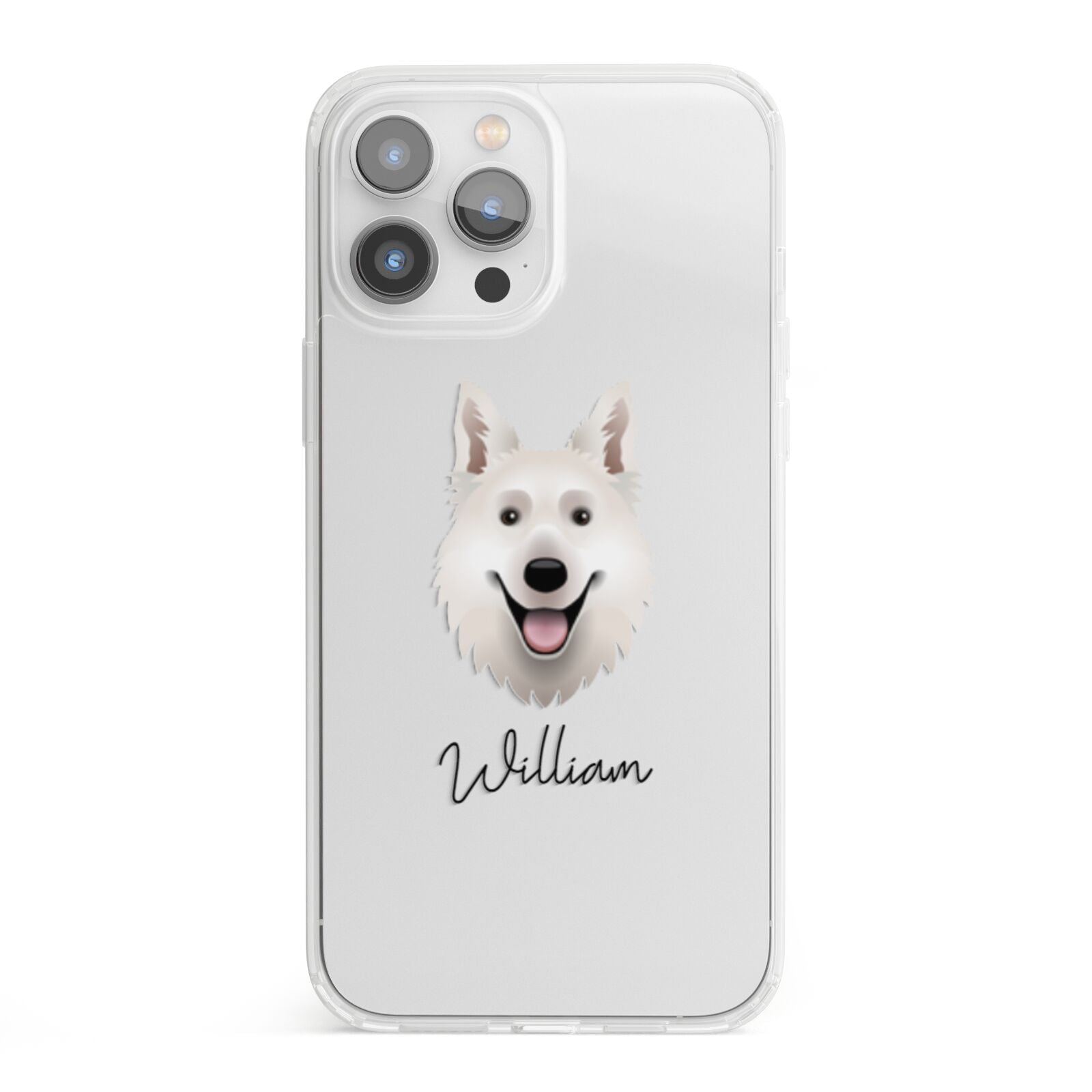 White Swiss Shepherd Dog Personalised iPhone 13 Pro Max Clear Bumper Case