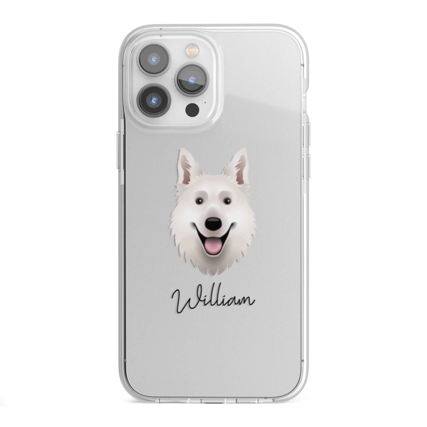White Swiss Shepherd Dog Personalised iPhone 13 Pro Max TPU Impact Case with White Edges